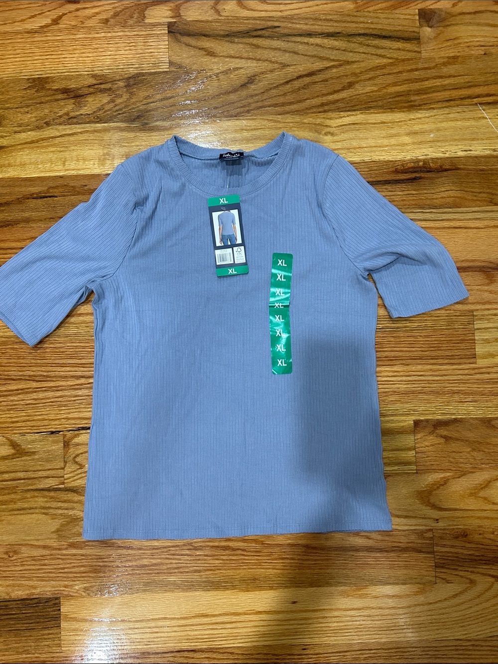 Splendid Light Blue Ribbed Short-Sleeve Tee - XL
